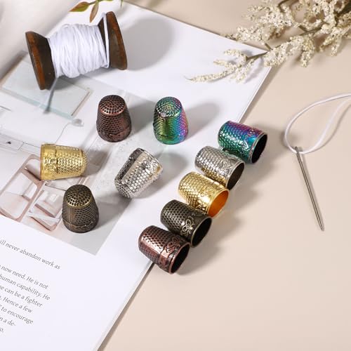 PATIKIL Sewing Thimble 10Pcs Metal Thimbles Hand Sewing Finger Copper Red - color: Copper Red