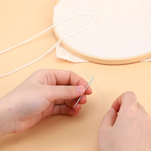 TIESOME 10 Pcs Long Needle Threader, 7.87" White Needle Threaders Embroidery Stitching Craft Tool for Punch Needles Embroidery Floss Cross Stitch DIY Sewing Craft Works