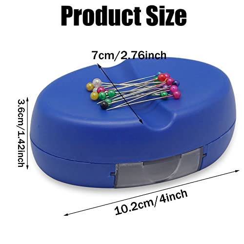 YEQIN Magnetic Sewing Pincushion with 15 Plastic Head Pins, Magnetic Pins Holder for Sewing Quilting, Pins, Paper Clips, Screws (Blue) - color: Blue