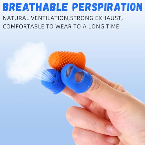 Zonon 20 Pcs Rubber Thimble Finger Protector,Blue,Orange - color: Blue,orange