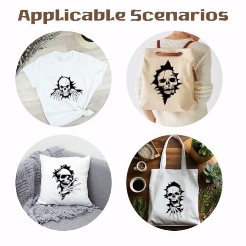 SUPERDANT 4Pcs Skull Heat Transfer Iron On Transfer for DIY - style: Skull on the wall