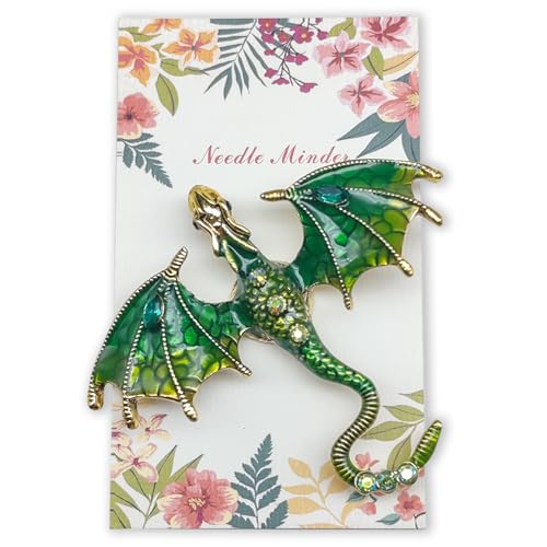 Large Dragon Needle Minder, Needle Minder Magnet, Magnetic Needle Nanny, Fantasy Needlework Accessories for Cross Stitch & Embroidery (Green) - color: Green