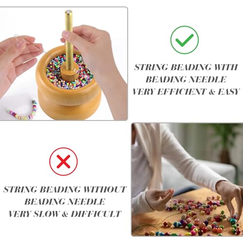 7 Pcs Bead Needle Stainless Steel, Easy-Grip Curved Needles for String Beads, Big Eye Beading Needle for DIY and Family Activities, Beading Needles Match with Bead Spinner