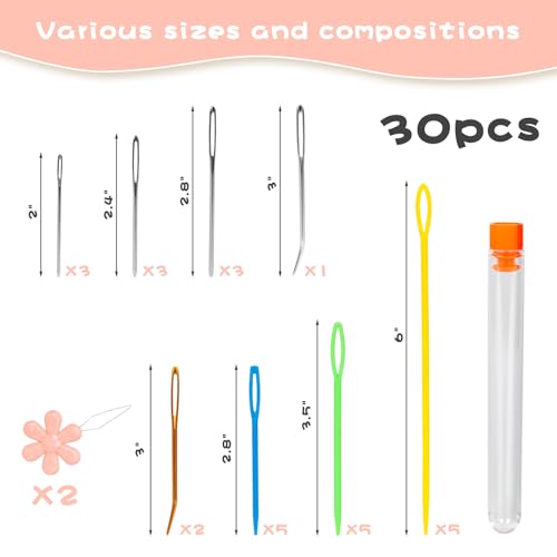 LOVEINUSA Yarn Needle Set, Bent Tapestry Needles, Large Eye Plastic Needle,Blunt Sewing Needles with Storage Box for Knitting, Crocheting, Sewing Projects and Knitting Beginners Gifts