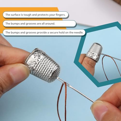 ZMAAGG Thimbles for Hand Sewing, Sewing Thimble, 4 PCS Metal Thimble