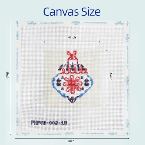 Howie's Needlepoint Festival Bauble Needlepoint Kits for Adults & Beginners, 18 Mesh Printed Needlepoint Canvas, Stamped Patterns Canvas Starter Kits(Nordic Flower Bauble,4"x 4") - color: Nordic Flower Bauble
