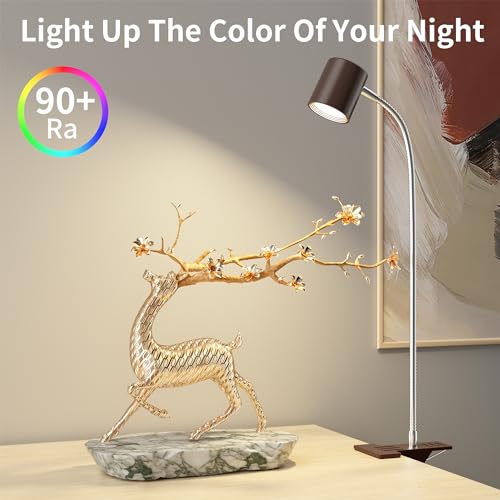 Dott Arts Desk Lamp,USB Clip On Light with 3 Color Modes,LED Reading Lamp - color: Brown