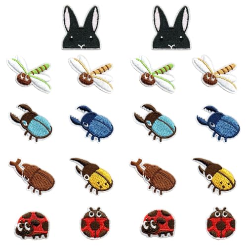 18PCS Mini Insect Embroidered Patches, Self Adhesive Sew On Appliques - color: Insect
