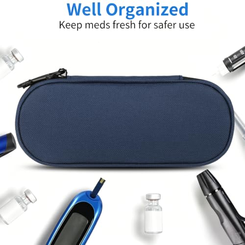 Insulin Pen Cooler Travel Case with 2 Reusable TSA Approved Ice Packs, Diabetic Medication Insulated Cooler Bag for Insulin Pens and Other Diabetic Supplies Storage Navy Blue - color: Navy Blue