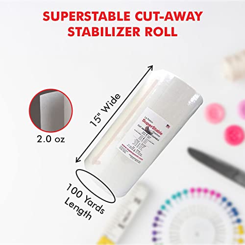Superpunch Cutaway Embroidery Stabilizer, 2.0 oz, White, 15 in x 100 yd - size: 15" x 100 yards roll