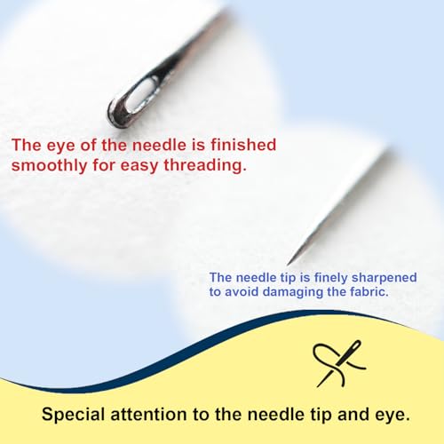 MISUYA CHUBE Sashiko Needles Set of 5, Japanese Embroidery Hand Sewing Needles, Large Eye, Durable Steel, Smooth Stitching, Made in Japan (1.43 Inches) - size: 1.43 Inches