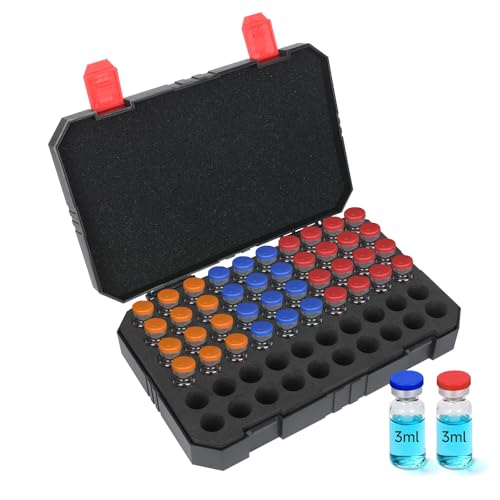60-Slots 3ml Peptide Case for Fridge and Travel, Insulin & Peptide Vials Storage Case for 1ml 3ml Vials, Portable Vial Storage Case, Compact Travel Case (Black) - color: 60-shots×3ml (Black)