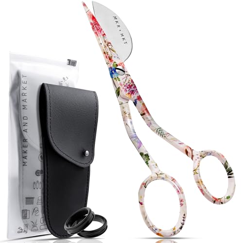 Duckbill Scissors for Applique & Embroidery - Double Curved, 6", Floral - color: Floral