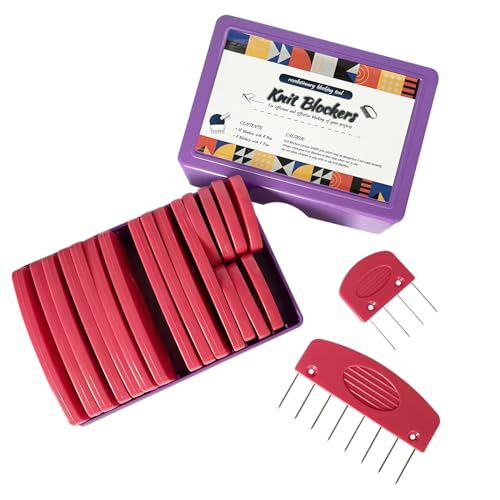 20Pcs Knit Blockers Pins Kit, Knit Blocking Combs for Crochet Knitting Blocking Board Mats, Crochet Blocking Pins for Crochet Projects Sewing Lace Needlework Projects Tool-Red - color: Red