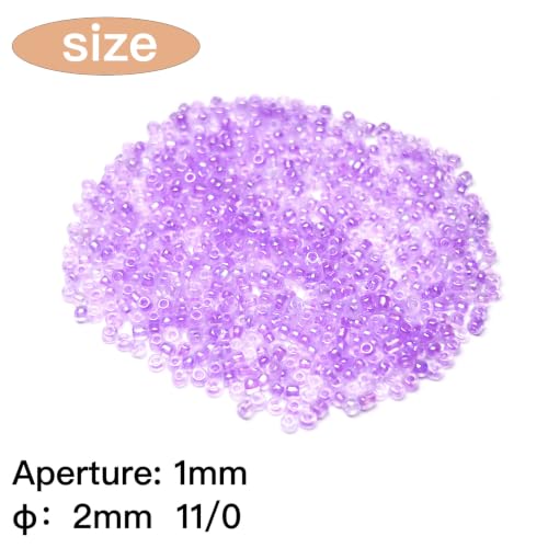 GLRXMX 2100Pcs Glass Beads 2mm Round Seed Beads for Jewelry Making - color: Lightpurple
