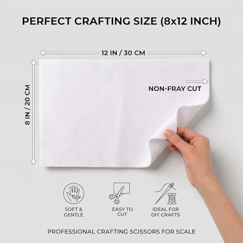 Soft White Felt Fabric Sheets for Crafts 8 x 12 Inch 20 Pcs 1.6mm Thick - color: White