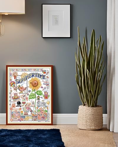 CaptainCrafts New Cross Stitch Kits Embroidery Kit Full Range Pre-Printed and Counted Fabrics Kits for Adults Beginners Home Decor (Stamped 11CT, Summer time) - color: Summer time, size: Stamped 11CT