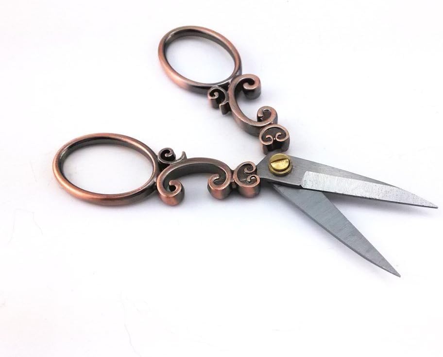 "1PCS Vintage Style Embroidery Scissors Needlework Scissor Sewing Handicrafts Tool Cutting Embroidery Crafts Tool, Copper"
