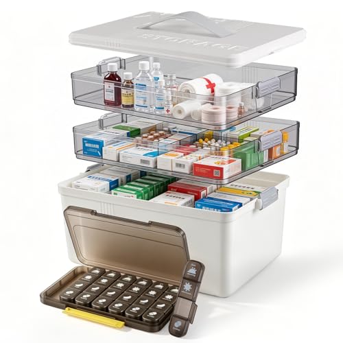 3 Tier Medicine Storage Box, Medicine Box with 7-Day Pill Case