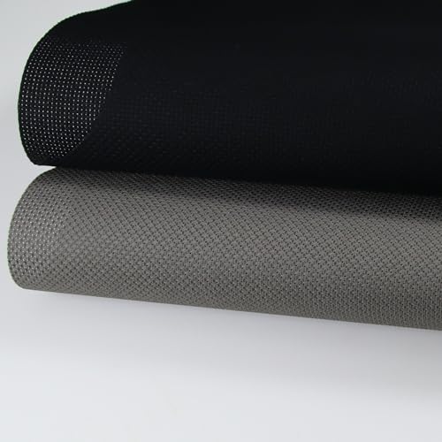 KCS 2 pc of 15" x 18"(38cmx45cm) Counted Cross Stitch Cotton Aida Cloth Needlework Fabric Box (Dark Grey+Black, 14CT) - color: Dark Grey+black, size: 14CT