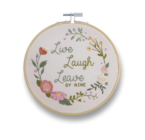 FUNATIC Live Laugh Leave By Nine Funny Embroidery Kit for Adults - color: Leave By Nine