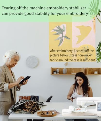 Tear Away White Embroidery Stabilizer Roll 1.8oz Medium Weight 12"x25 Yards Pre-Cut Stabilizing Backing ，Backing Fabric Cut into Variable Sizes, for Machine Embroidery and Hand Sewing - size: 12"