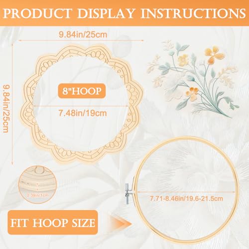 4 Sets Wood Embroidery Hoop Frame 8 Inch Embroidery Display Frame Large Round Wooden Embroidery Frame for Finished Cross Stitch Hoop Frame DIY Decor Sewing Ornaments - style: Burnt Orange