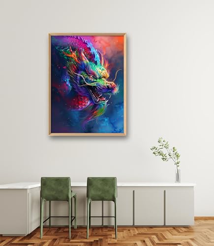Leczany Cross Stitch Stamped 11CT 3 Strands Kits for Adults Beginners Patterns Craft Kit Needlepoint Full Range of Embroidery Kits DIY Starter | Dragon 15.8×20.9 inches - color: 11CT Stamped kits, Dragon 15.8×20.9 inches
