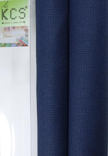 KCS 2 pc of 15" x 18"(38cmx45cm) 18 Count Cross Stitch Cotton Aida Cloth Needlework Fabric Box (Navy Blue, 18CT) - color: Navy Blue, size: 18CT