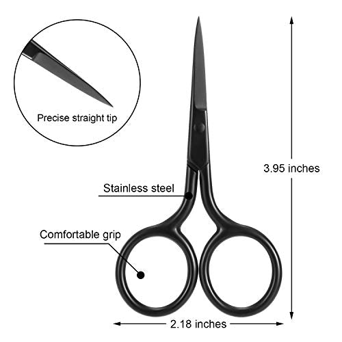 Mudder 3 Pack Small Eyebrow Nose Scissor Stainless Steel Scissor, Black - color: Black