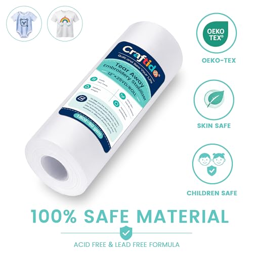 Craftido Tear Away Embroidery Stabilizer 12" x 25 Yd/Roll - size: 12" x 25 Yd/roll