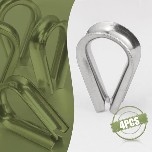 M8 Wire Rope Thimble, 304 Stainless Steel Thimble for 9/32-5/16 Inch Diameter Wire Rope, 4 Pieces - size: M8