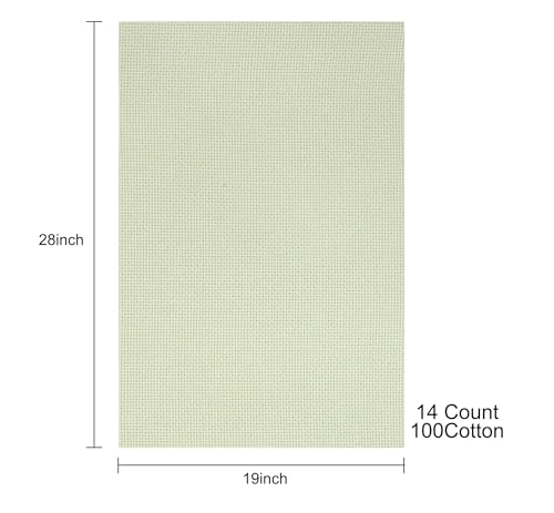Aida Cloth 14 Count Cross Stitch Fabric,19×28inch (14CT, Light Green) - color: Light Green, size: 14CT