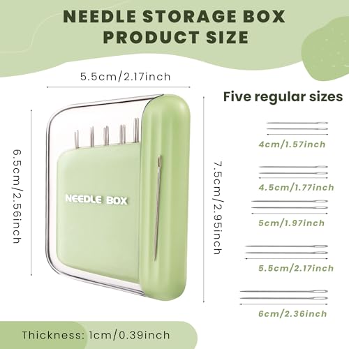 HUISUYTON Portable Travel Magnetic Sewing Needles Case,10PCS Needles(Green) - color: Green