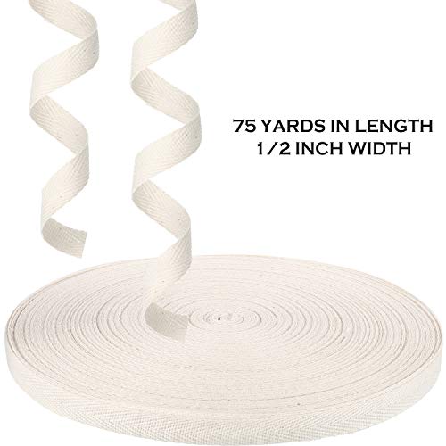 Willbond 100% Cotton Twill Tape 1/2 Inch X 25 Yards Herringbone,None - color: Beige, size: 1/2 Inch, 82 Yards