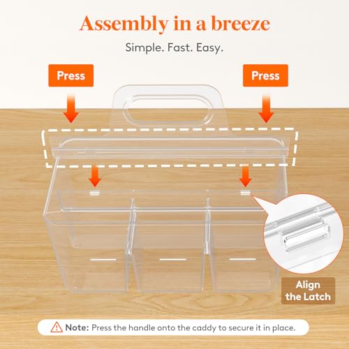 Lifewit Art Supply Caddy with Handle, Plastic Craft Storage, Clear, 2 Pcs