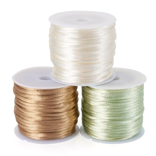 Elecrelive 30 Yards Rattail Cord Silk Rope 2mm Satin Nylon String - color: 3 Colors