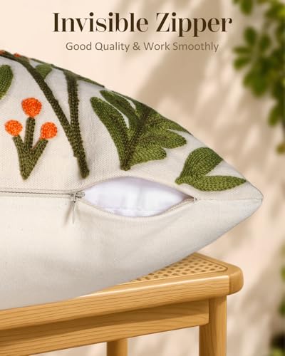 Embroidered Throw Pillow Covers 18x18 Inch, 2Pack, Flower Cluster - color: Flower Cluster, size: 18" x 18" (Pack of 2)