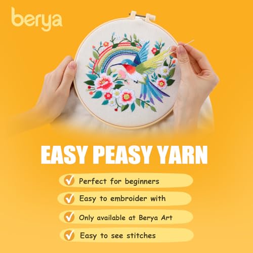 BERYA Canvas Tote Bag DIY Needlepoint Embroidery Kit for Beginners - color: Fly song