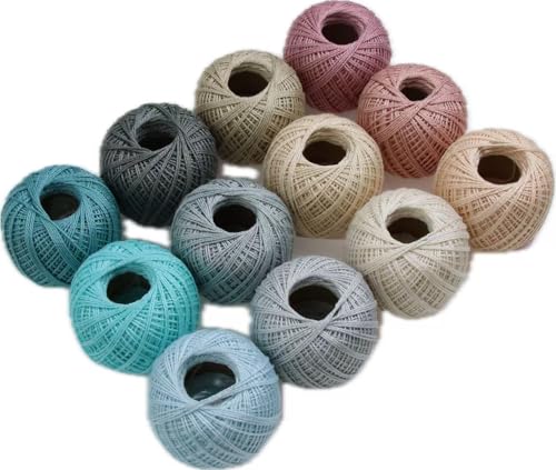 KCS Mercerized Pearl Cotton Thread Size 8 Crochet Needlework Embroidery Threads Ball (12, 12balls11) - color: 12balls11