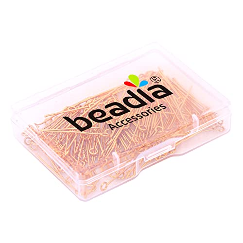 BEADIA 18K Gold Plated Open Eye Pins Non Tarnish 35mm 150pcs for Jewelry Making Findings - color: Open Eye Pins Gold, size: 35x0.7mm
