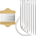 VONEEDL Upholstery Repair Kit: Waxed Sewing Thread (White Color) & Heavy Duty Needles (11 PCS) for Leather, Canvas & Quilting Thread - color: White