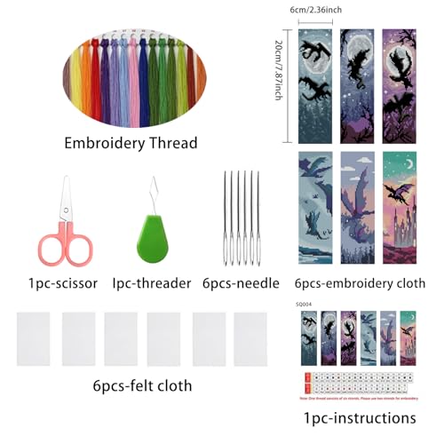 DYAIANGMU 6 Pcs Cross Stitch Bookmark Kit for Adults Beginner 2.3x7.8 inch - color: SQY005