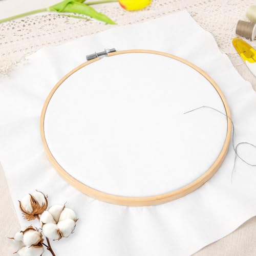 20 PCS Cotton Embroidery Fabric, Pre-Cut White Cloth Squares - color: White, size: 5.9 to 19.6 Inch