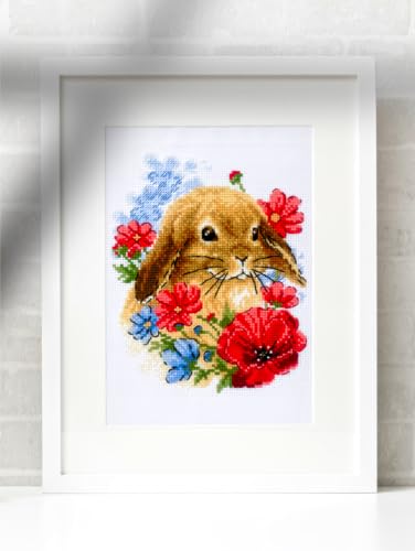 RIOLIS 1986 Bunny in Flowers Counted Cross Stitch Kit 6 x 7 in - style: Bunny in Flowers 1986
