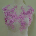 2 Pair 29 * 13cm Red/Pink/Purple/Sky Blue Wedding Dress Lace Shirt Accessories Embroidery Lace Garment Design DIY Accessories (Pink) - color: Pink