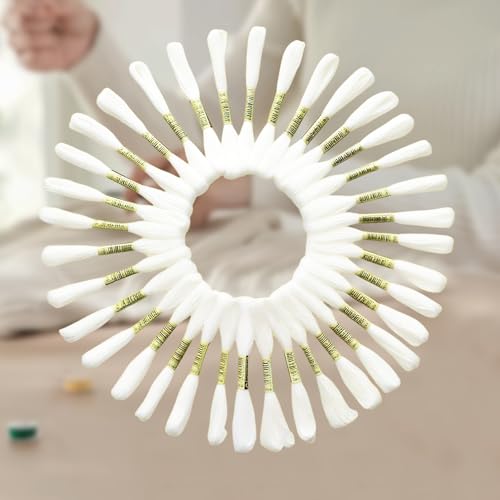 24 Skeins Embroidery Floss Cross Stitch Thread 6 Strands Each 315.0 Inch Craft Floss Set for DIY Sewing Projects (White) - color: White, size: 315.0 inch