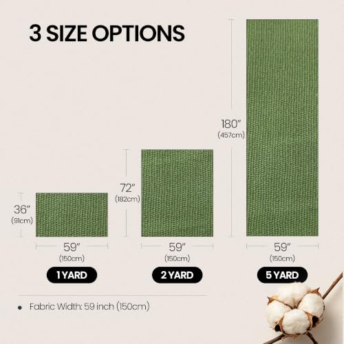 Wildarms 100% Cotton Canvas Fabric by The Yard - 59" Wide 12oz(per Linear Yard) Medium-Heavy Duck Canvas for Sewing DIY, Tote Bags, Upholstery & Embroidery (Army Green, 1-Yard Pre-Cut Piece) - color: Army Green, size: 1-Yard Pre-Cut (Non-Continuous)