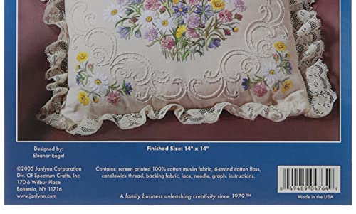 Janlynn Candle Wicking Embroidery Kit, Wildflowers and Butterfly Pillow 14" x 14"