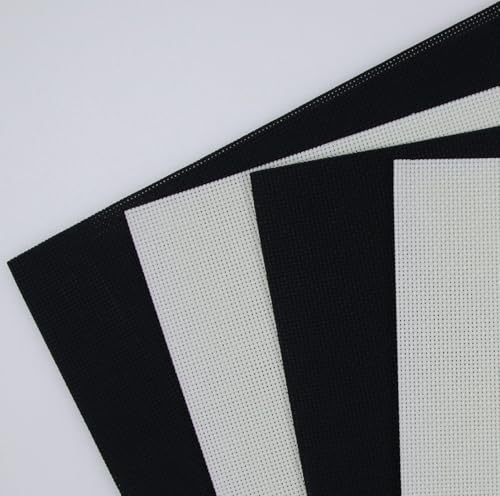 KCS 4/6 pc of 12" x 18"(30cmx45cm) 18CT Counted Cotton Aida Cloth Cross Stitch Fabric (4 pc, Antique White+Black) - color: Antique White+black, size: 4 pc